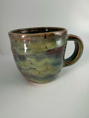 Handcrafted Ceramic Mug in Green and Brown